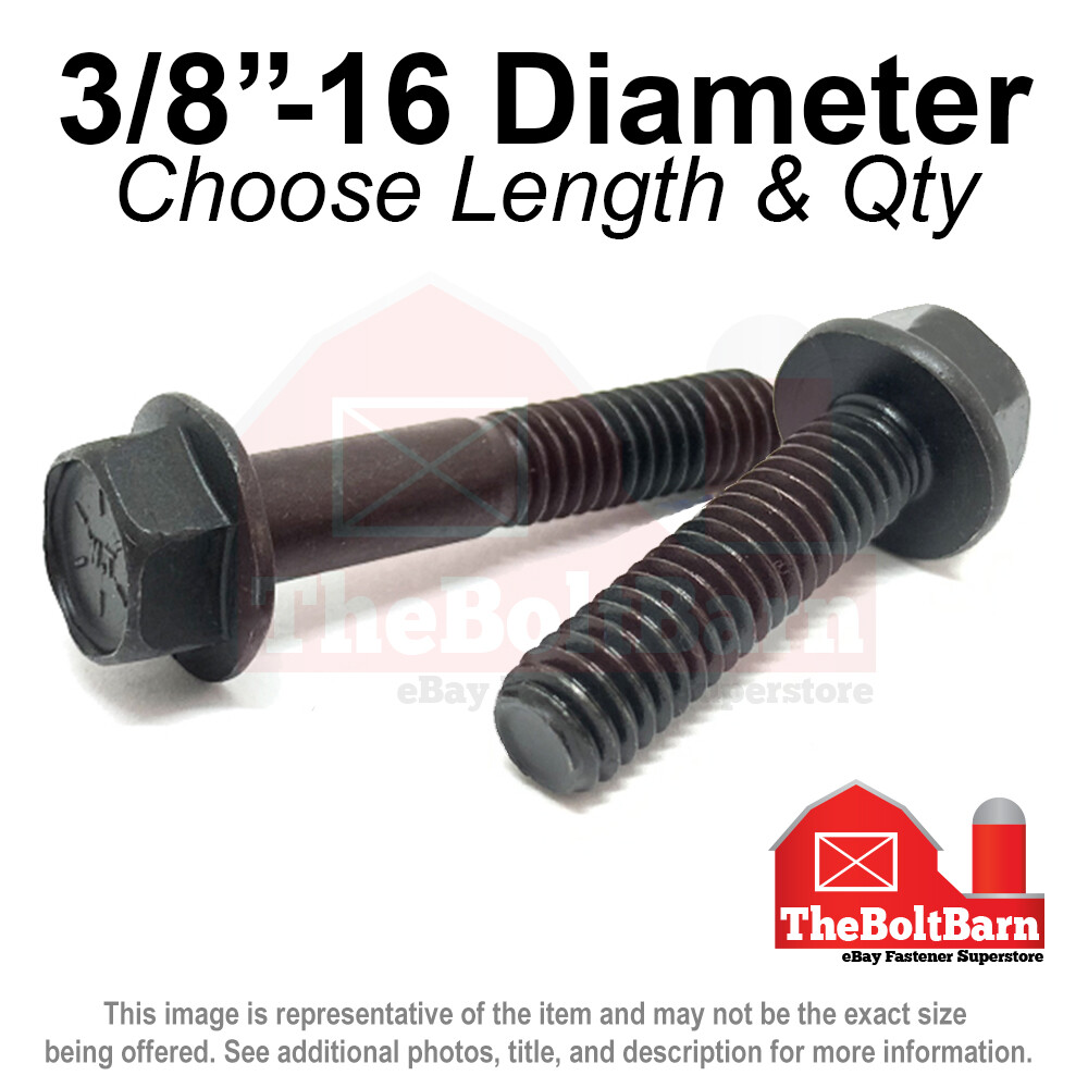 3/8″-16 Grade 8 Hex Flange Screws Frame Bolts Phos Oil (Pick Length & Qty)