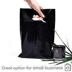 Merchandise Bags 100 Black 9″x12″ Size 1.5Mil Thick With Handles