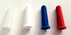 Conical Plastic Anchors 1/4″ #10-#12 x 1″ Blue, Red, White or Clear, Made in USA