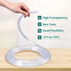 10 Feet – 3/8″ ID X 1/2″ OD Clear Vinyl Tubing, Flexible PVC Plastic Tubing Hose