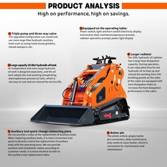 24HP Mini Skid Steer Tracked Loader 3-Pumps 2-Cylinder Gas Engine FREE SHIPPING
