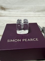 Simon Pearce Cube Glass Business Card Holder Paperweight