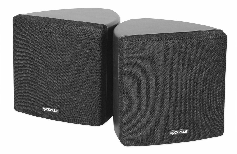 Cube by Rockville Pair of 3.5″ Black Commerical 70v Swivel Wall Mount Speakers