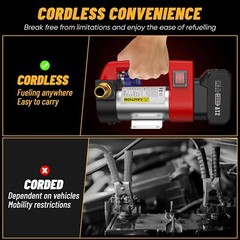 Cordless Electric Fuel Transfer Pump with Nozzle & Hoses Kit 12GPM 4.0Ah Battery