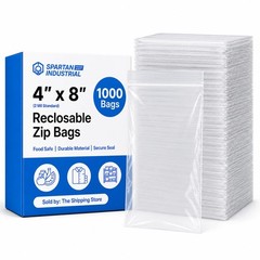 – 4” X 8” (1000 Count) 2 Mil Clear Reclosable Zip Plastic Poly Bags with Rese…