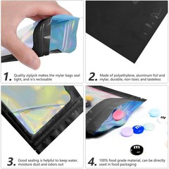 Holographic Mylar Bags Smell Proof Food Storage Zip Seal Foil Pouch Candy Bag