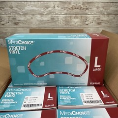 Dented Case Medi Choice Size: LARGE Stretch Vinyl EXAM GLOVES See Dates