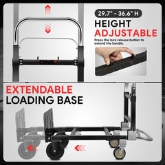 2-IN-1 660lbs Heavy Duty Aluminum Steel Folding Hand Truck Luggage Trolley Cart