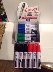 Pilot SC-6600 Jumbo Permanent Markers Assorted Colors (3-BK,3-RD,3-GR,3-BL)-12PK