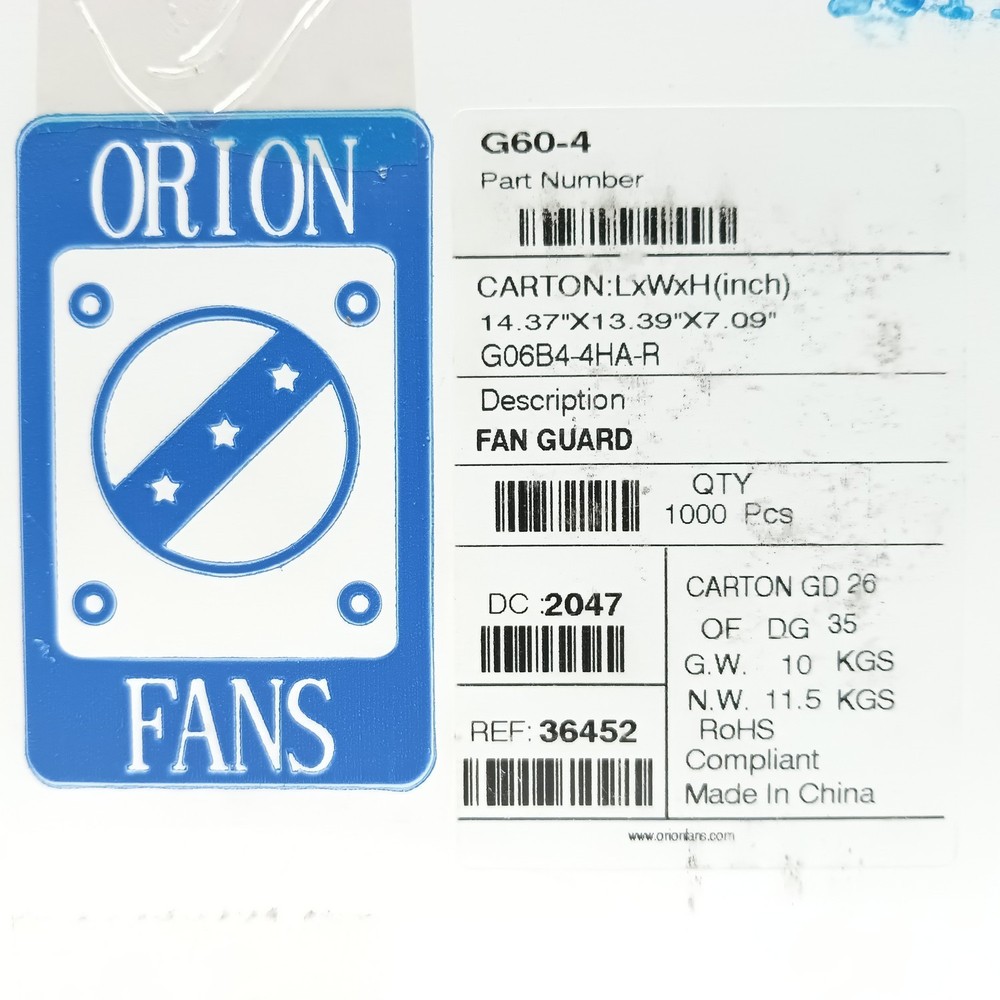 Orion Fans – G60-4 Fan Guard – Box of 100 Pcs