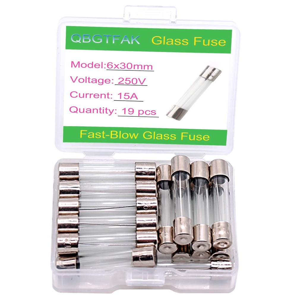 QBGTFAK 19 Pcs 6x30mm 15 A 15 amp 250 V 0.24×1.18 Inch Volt F15AL250V 15a