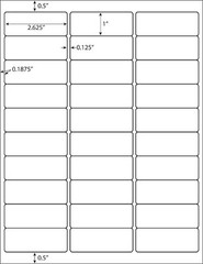 1″ x 2 5/8″ Address Shipping Labels Stickers Self Adhesive 30 UP 30 Per Sheet