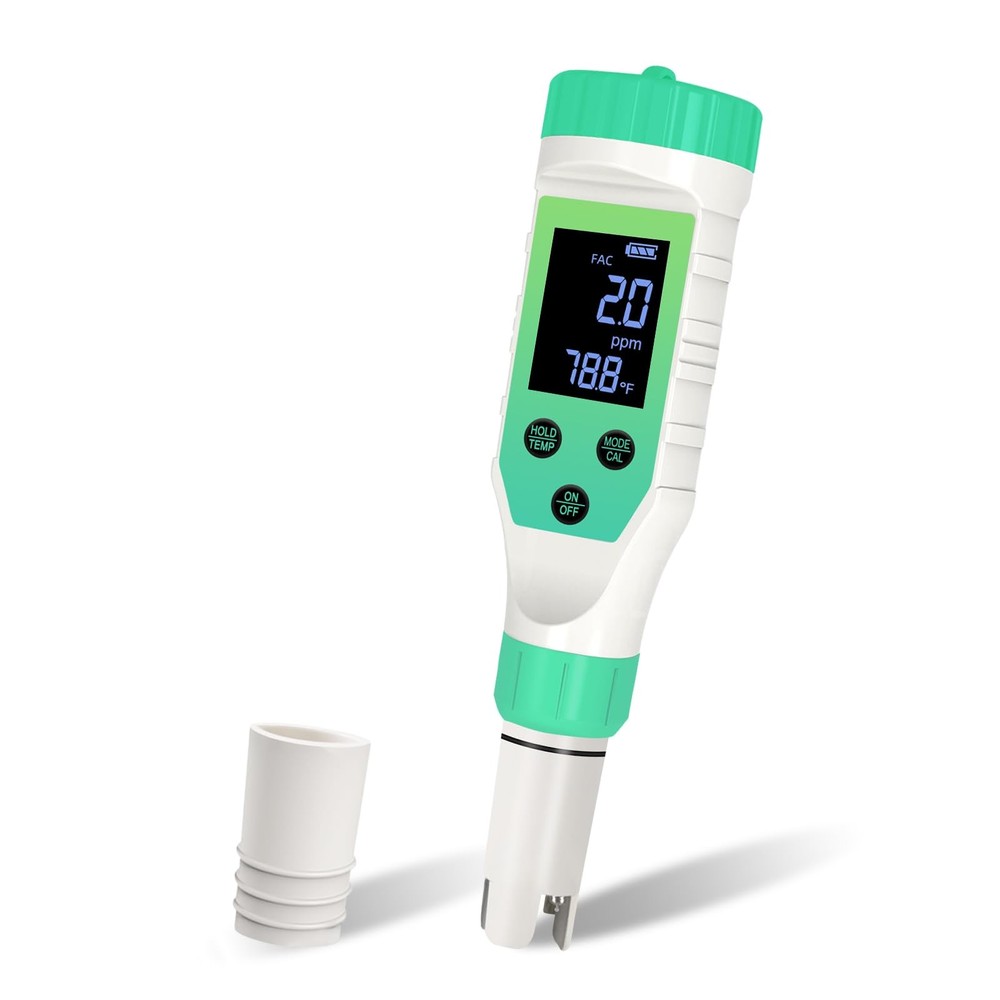 7-in-1 Digital Pool Water Tester for Salt, pH, Chlorine, & More