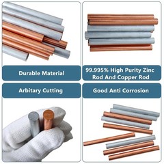 2PCS 99.995% Pure Copper Zinc Rods 3/8″10mm Dia 4″102mm Length Solid Bar Bare…