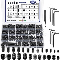1145Pcs Set Screw Assortment Kit Head Socket Hex Drive Cup Point Grub Screws Set
