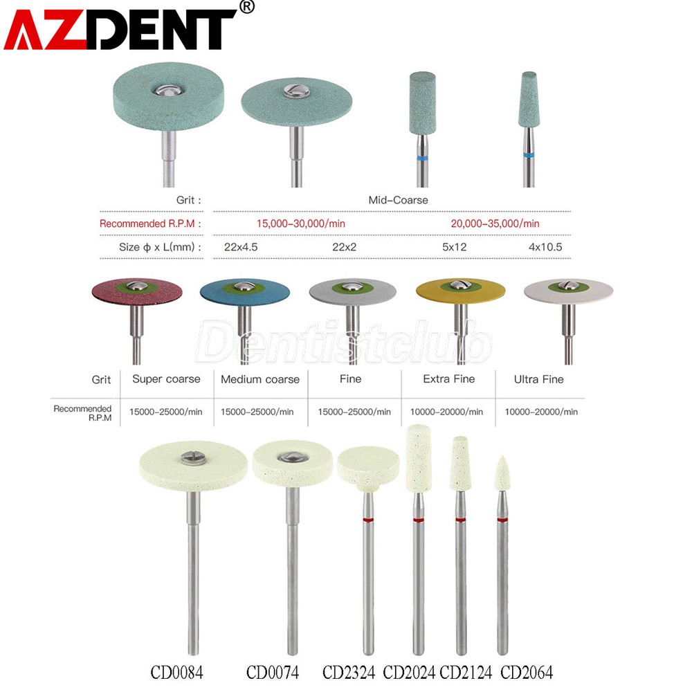 Dental Rubber Diamond Polisher Wheel Disc /Zirconia Porcelain Polish Burs HP