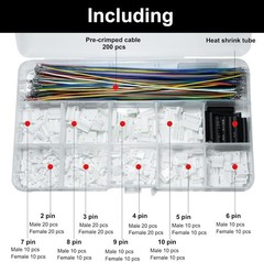 JST MX 1.25MM Connector Kit,2/3/4/5/6/7/8/9/10 Pin Male and Female Micro Wire Co