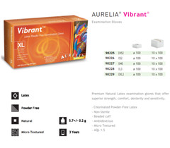 Latex Exam Gloves (1 – CASE) 10X BOXES, Aurelia Vibrant 5.5 mil – Powder Free,