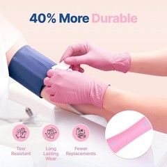 Schneider Nitrile Exam Gloves, Pink Disposable 4 Mil, Latex & Small