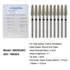 Dental Diamond Burs FG Round End Taper Football Barrel Pear Coarse Fine 856 379