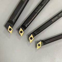 4pcs 7 8 10 12 mm Lathe Turning Tool Holder Boring Bar DCMT070204 Inserts Set