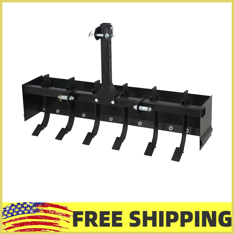 3 Point Hitch Powder Coated Steel 55″ Box Blade Scraper W/6 Shank For fit Cat 1