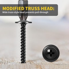 Wood Screws 11/2 Inch, 70 PCS Premium Phillips Truss Head Black Wood Screws, …