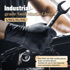 1000 Case 8Mil Black Nitrile Gloves Diamond Grip Mechanic Heavy Duty Size L