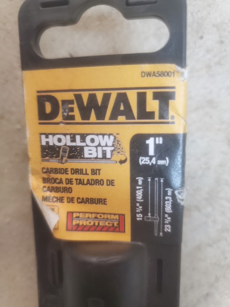 DEWALT DWA58001 1″ SDS MAX HOLLOW HAMMER DRILL BIT 15-3/4 DEPTH