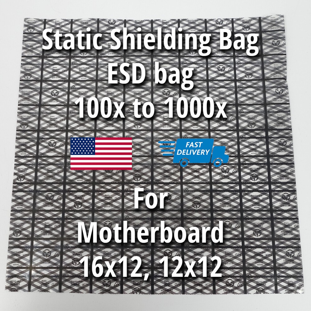 1000 Premium ESD Anti-Static Shielding Bags Open Top 16″ X 12″ Motherboard