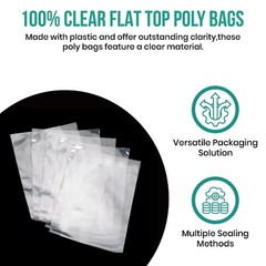 Multiple Sizes Clear Poly Bags 1.5-Mil Flat Open Top Plastic Packaging Packing
