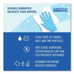 Kimtech 34155 Kimwipes Delicate Task Wipers, 1-Ply, 4.4 x 8.4, 286/Box, 60/CT