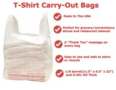 T Shirt Bags Plastic Grocery Shopping Carry Out Thank You Bag 11.5”x6.5”x22”