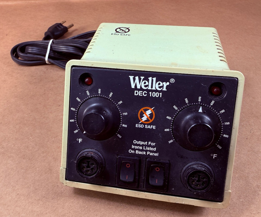 WELLER DEC1001 Electrostatic Dissipative Dual SOLDERING POWER STATION – TESTED