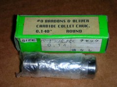 BARDONS & OLIVER #0 SIZE CARBIDE COLLET CHUCK ROUND OR SQUARE CHOICE OF MANY NOS