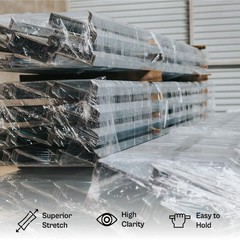12 Rolls 5″ x 1000′ (45 Gauge) Extended Core Stretch Hand Shrink Wrap – Clear