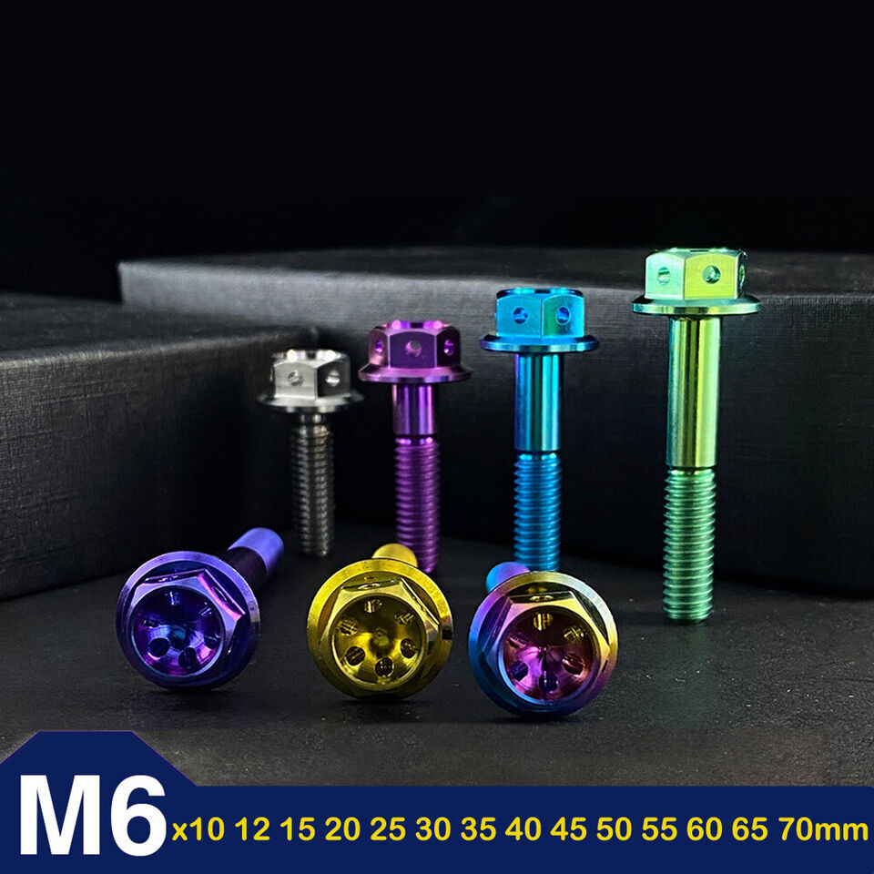 M6 Titanium Drilled Hex Head Flange Bolt 10,12,15,20,25,30,35,40,45,50,55 – 70mm
