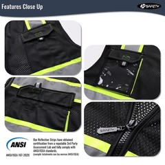 Hi Vis Reflective Safety Vests for Men Women High Visibility Vest with Pockets