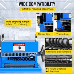 Electric Wire Stripping Machine 1.5-38mm Cable Stripper 0.06″-1.5″ 1/2HP