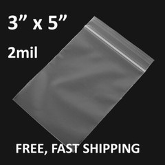 3″x5″ Clear 2 Mil Plastic Zip Seal Bag Reclosable Top Lock 2Mil Small Baggies