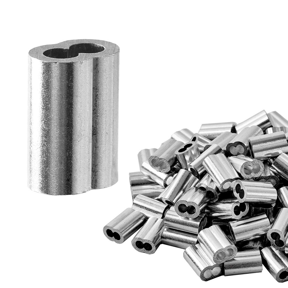 1/8″ (3Mm) Aluminum Crimping Loop Sleeve for Wire Rope, Cable Ferrule (100Pcs)