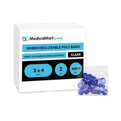 2000 Packs 3 x 4″ Relock Zip Slide Top Lock Bags Clear 2 Mil Reclosable Baggies