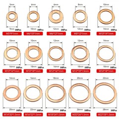 150Pcs Copper Crush Washer Gasket Set Flat Ring Seal Assortment Kit M5 – M22 US