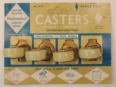 VTG MCM New NOS United States Floormates Casters Made USA Plate Type 5177 Wheels