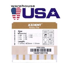 AZDENT Dental Endo Rotary Files Gold Taper NITI Endodontic Root Files SX-F3 25MM