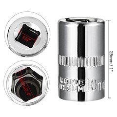4 Pcs 1/4″ Drive 10mm 6-Point Shallow Socket DIY Repair Tools Metric Cr-V
