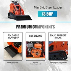 1 Ton Mini Excavator + Mini Skid Steer Loader 13.5HP B&S Gas EPA Free Shipping