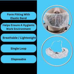 500 to 1000 Disposable Beard Protector White Polypropylene Single Loop Cover