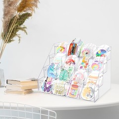 Sticker Display Stand for Vendors – 4 Tier 16 Pockets Acrylic Sticker Holder Dis