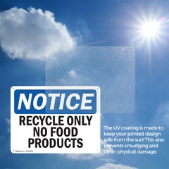 (2 Pack) Recycle Only No Food Products OSHA Notice Sign Decal Metal Plastic